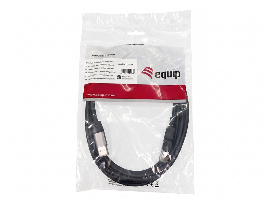 Cable Adaptador De Red Equip Usb-C + A A Rj45 Gigabit Lan 2.0m Negro