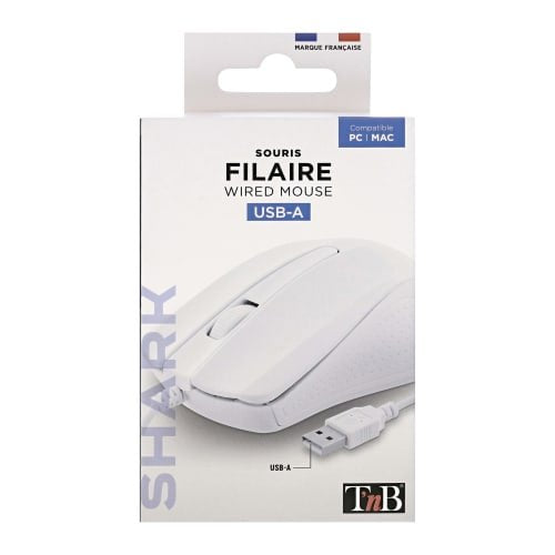 EAN 3303170100363 - T'nB MSHARKWH ratón Universal Ambidextro USB tipo A Óptico 1000 DPI imagen 3