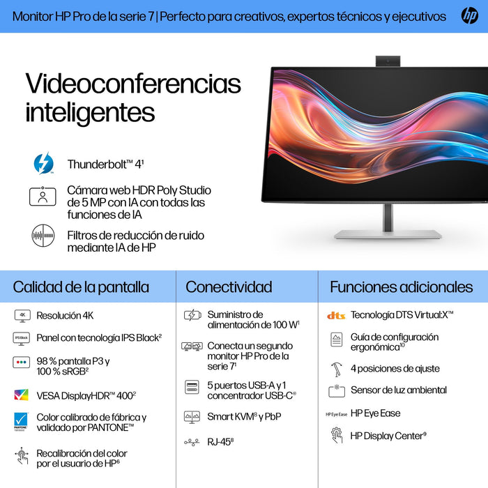 EAN 5715063748923 - HP Series 7 Pro 27 inch 4K Conferencing Monitor - 727pm pantalla para PC 68,6 cm (27") 3840 x 2160 Pixele imagen 7