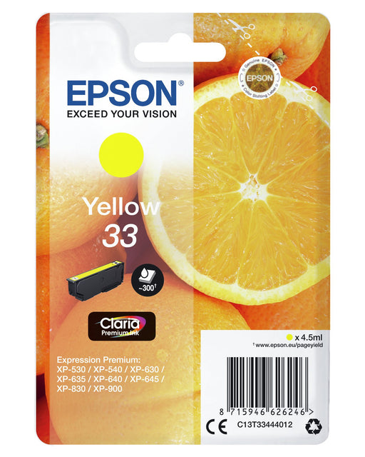 EAN 8715946626253 - Epson Oranges C13T33444022 cartucho de tinta 1 pieza(s) Original Amarillo imagen 2