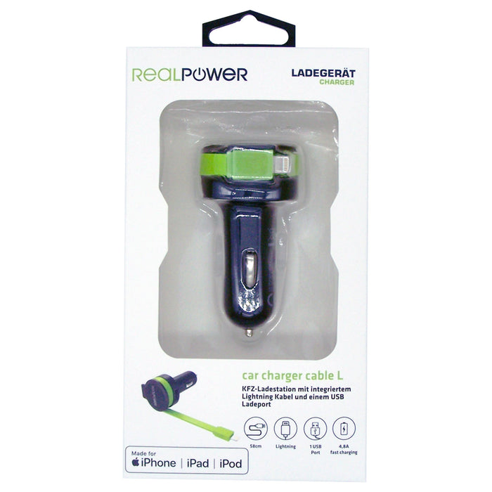 EAN 4040895005298 - RealPower 257637 cargador de dispositivo móvil Universal Negro, Verde Encendedor de cigarrillos Auto imagen 4