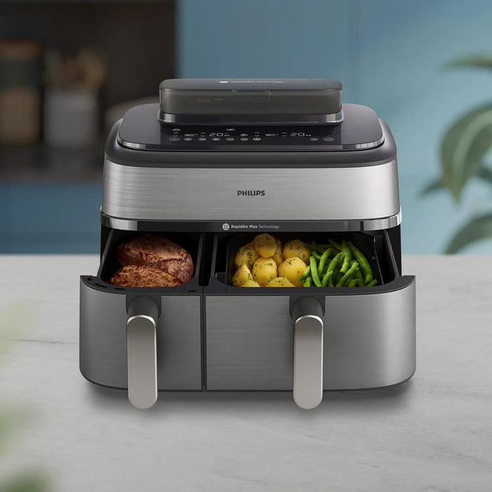 EAN 8720389047558 - Philips 5000 series NA555/00 freidora Doble 9 L Independiente 2750 W Freidora de aire caliente Plata imagen 8