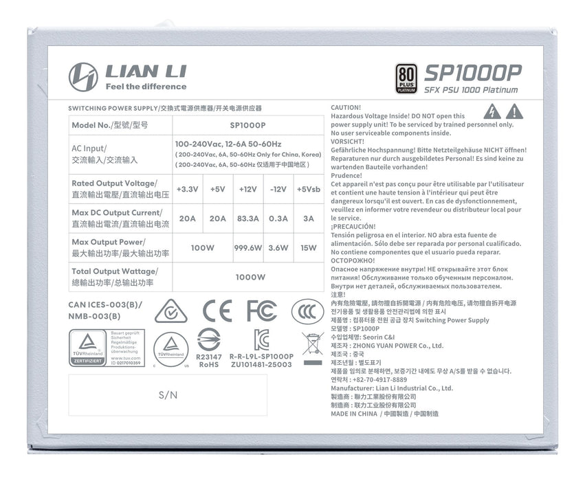 1000w Lian Li Sp Series Platinum Atx 3.1 Weiss