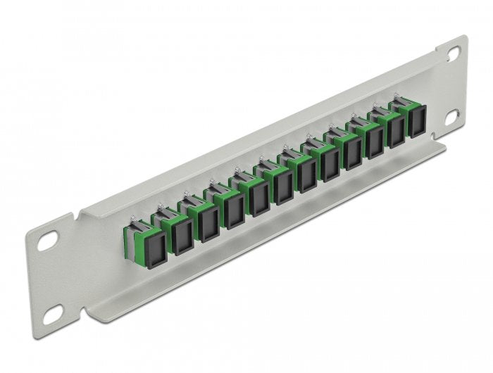 Delock 66782 Panel De Conexión De Fibra Óptica De 10" De 12 Puertos Sc Simplex Verde 1u Gris