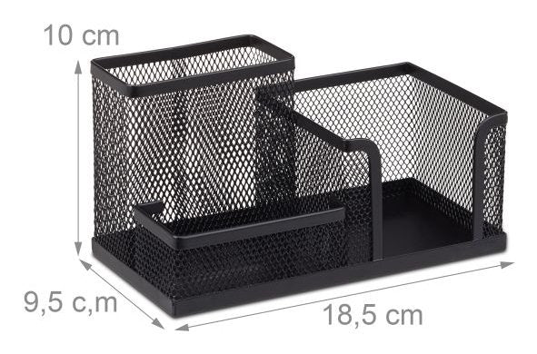 Relaxdays Escritorio-Organizer 3 Compartimentos, Metal Negro