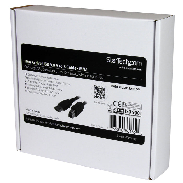 EAN 0065030861359 - StarTech.com USB3SAB10M cable USB USB 3.2 Gen 1 (3.1 Gen 1) USB A USB B 5 Gbit/s Negro imagen 4