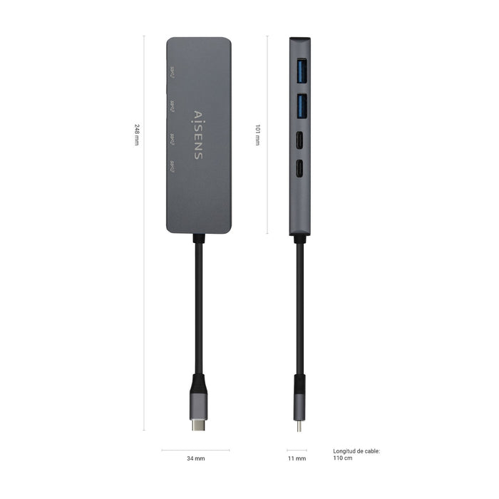 EAN 8436574709186 - AISENS A109-0744 hub de interfaz USB 3.2 Gen 1 (3.1 Gen 1) Type-C 5000 Mbit/s imagen 3