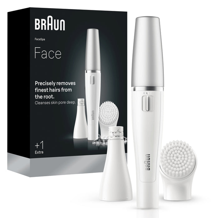 Braun Face Se810 Facial Epilator & Cleansing Brush, White Silver