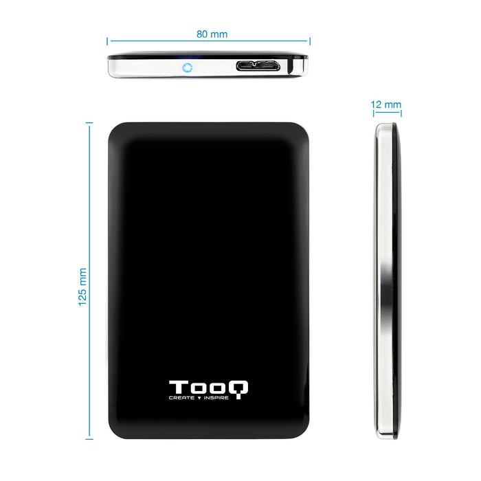 Tooq Carcasa Externa Hdd/Sdd 2.5" Hasta 7,0mm Sata Usb 3.0/3.1 Gen 1 - Ultraplana - Negro