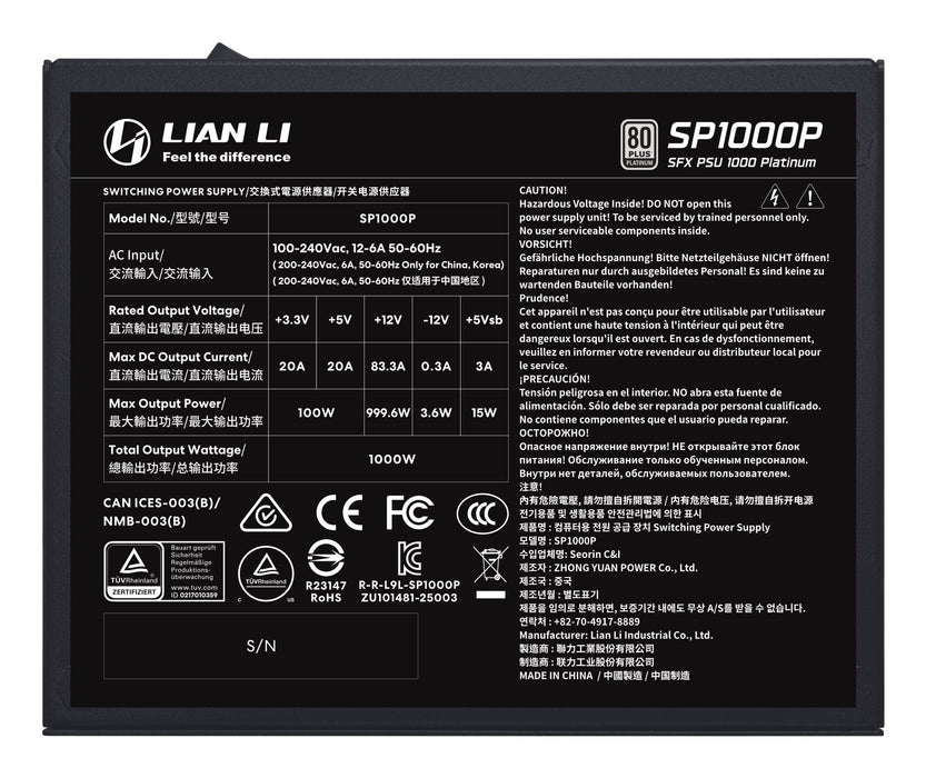1000w Lian Li Sp Series Platinum Atx 3.1 Schwarz
