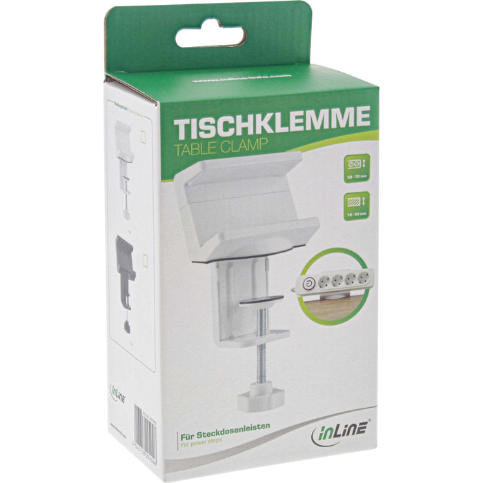 Abrazadera De Mesa Inline Para Regleta De Enchufes, Blanca
