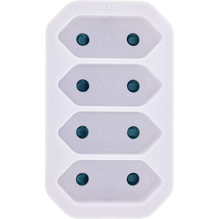 Inline® Power Adapter, Earthing Contact Plug A 4x Euro Socket, White