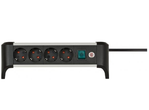 EAN 4007123677535 - Brennenstuhl 1391040400 base múltiple 1,8 m 4 salidas AC Interior Negro, Plata imagen 1