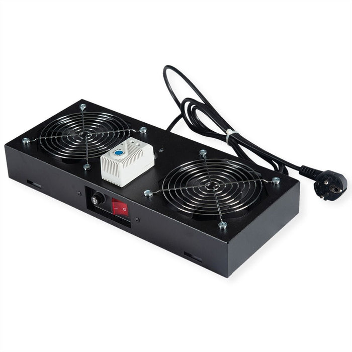 Roline Lftereinheit 2 Lfter, Fr 19-Zoll Wandgehuse Schwarz, Thermostat
