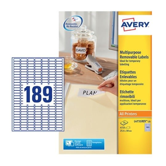 Avery Zweckform L4731rev-25 Etiqueta Autoadhesiva Blanco Rectángulo Redondeado Desmontable 5670 Pieza(S)