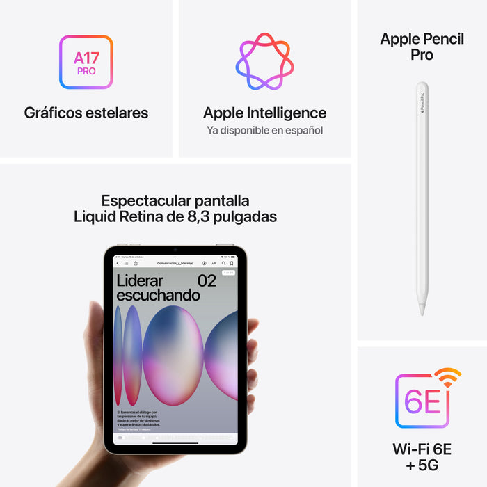 EAN 0195949755545 - Apple iPad mini 7th gen 5G TD-LTE & FDD-LTE 128 GB 21,1 cm (8.3") Wi-Fi 6E (802.11ax) iPadOS 18 Azul imagen 7