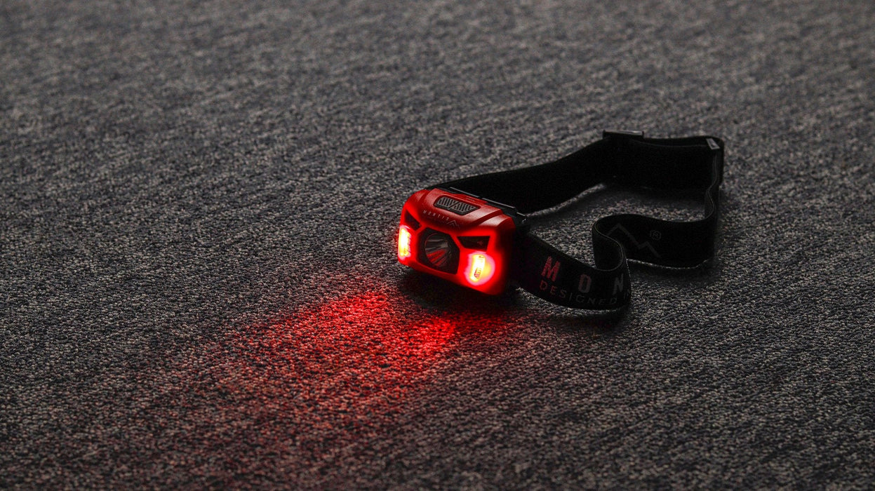Linterna Montis Bateryjna Latarka Naglowna Z Sensorem Mt002 Rojo, Negro Con Diadema Led