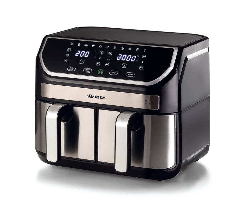 EAN 8003705121386 - Ariete 4625/00 Doble 9 L Independiente 2100 W Freidora de aire caliente Negro, Acero inoxidable imagen 1