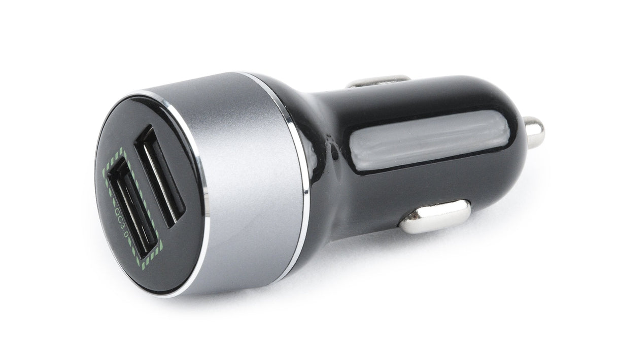 Cargador Coche Gembird 2 Usb 2.1a Qc3.0 Negro