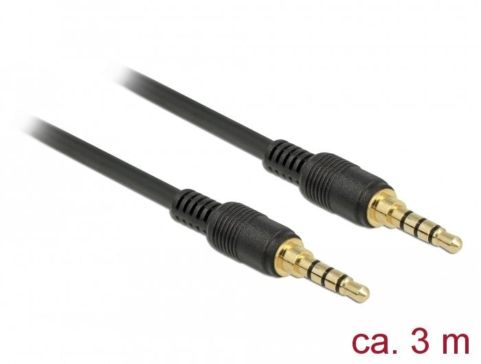 Delock Klinkencable 3,5 Mm 4 Pin Stecker Zu Stecker 3 M Schwarz