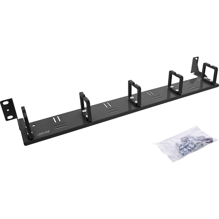 Inline® 19" Cable Management Panel, 5 Plastic Brackets Horizontal, Ral9005 Negro