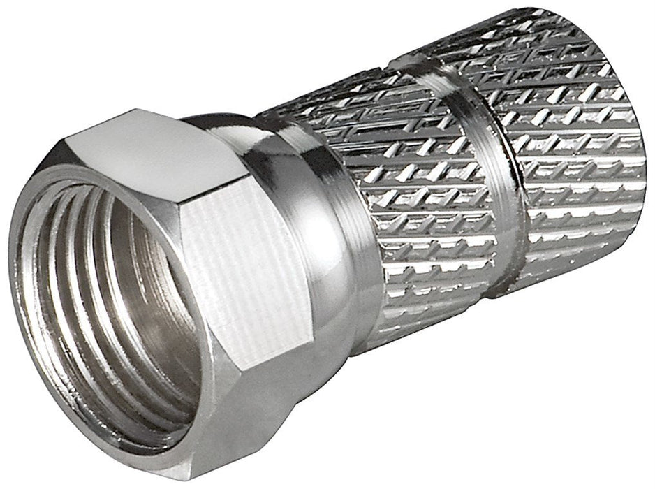 Twist-On F-Plug Connector 6.5 Mm - Copper-Nickel, Big Nut