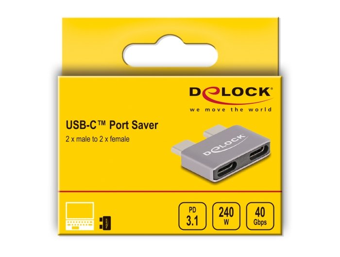 Delock 60055 Adaptador Usb 40 Gbps Usb Type-C 2 X Macho A 2 X Hembra Protector De Puerto De Metal