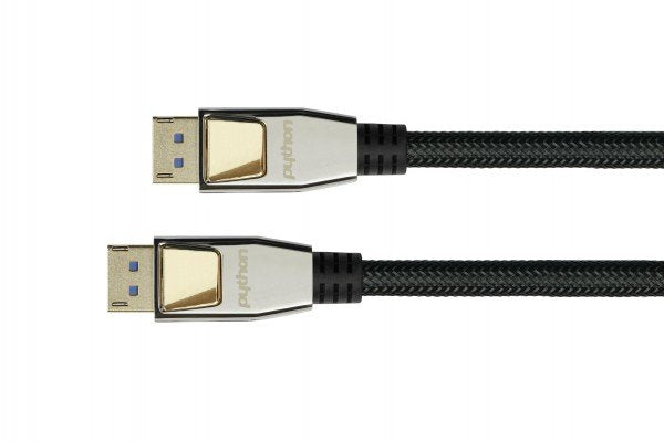 Python Displayport 2.0 Cable Nylongeflecht Schwarz 3m