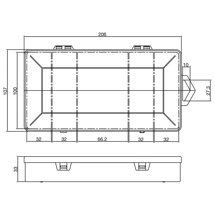 Inline® Small Components Box, 5 Compartments, 206x107x33mm, White