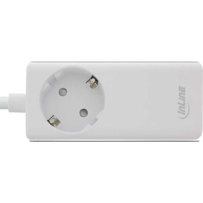 Inline® Usb Power Supply, 65w Charger, 2x Usb-C + 1x Usb-A, With Safety Socket And 1.5m Cable, Pd3.0 Pps Gan, White
