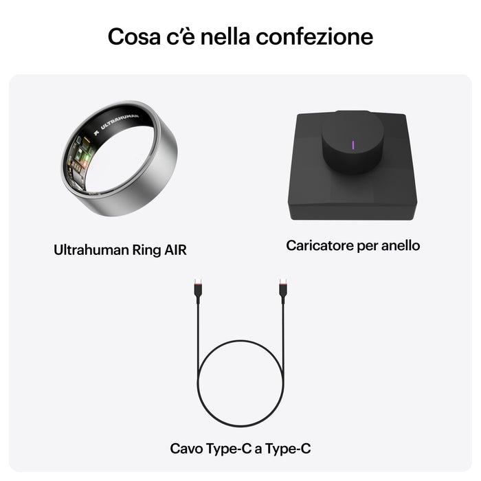 Ultrahuman Ring Air - Smart Ring Für Frauen Und Männer - Schlaf -Und Fitness Tracking Wearable - Herzfrequenz - Smartring Raw Titanium Grösse 8