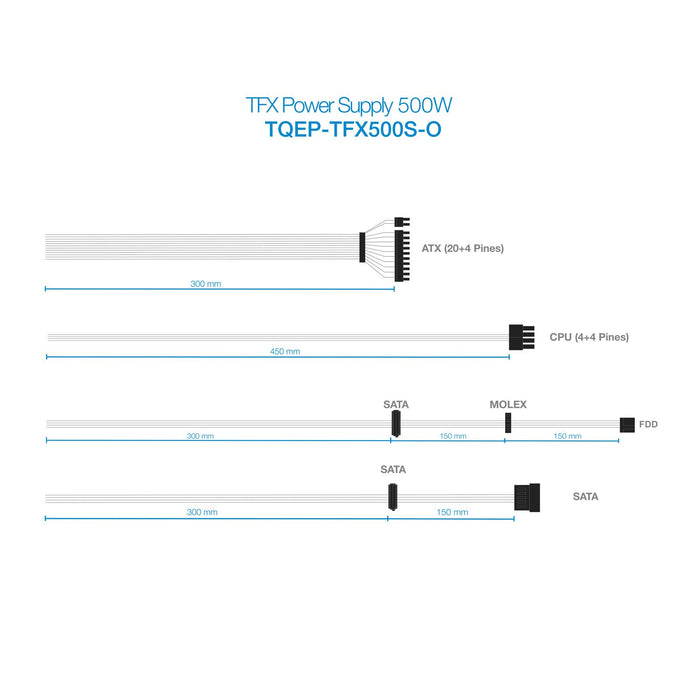 EAN 8433281007321 - TooQ Ecopower II TFX OEM unidad de fuente de alimentación 500 W 20+4 pin ATX Plata imagen 8