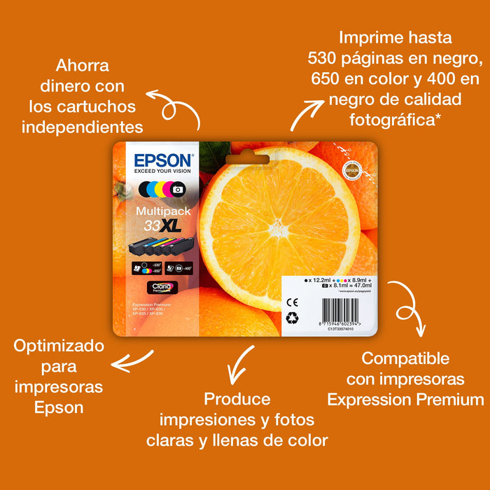 EAN 8715946626260 - Epson Oranges C13T33514012 cartucho de tinta 1 pieza(s) Original High (L) Yield Negro imagen 2