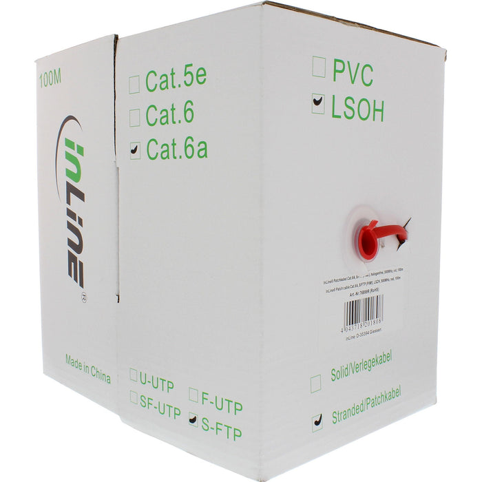 Cable De Red Inline S/Ftp Pimf Cat.6a Libre De Halógenos 500mhz Rojo 100m
