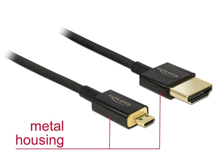 Delock Cable High Speed Hdmi Mit Ethernet - Hdmi-A Stecker > Hdmi Mini-C Stecker 3d 4k 0,25 M Slim High Quality