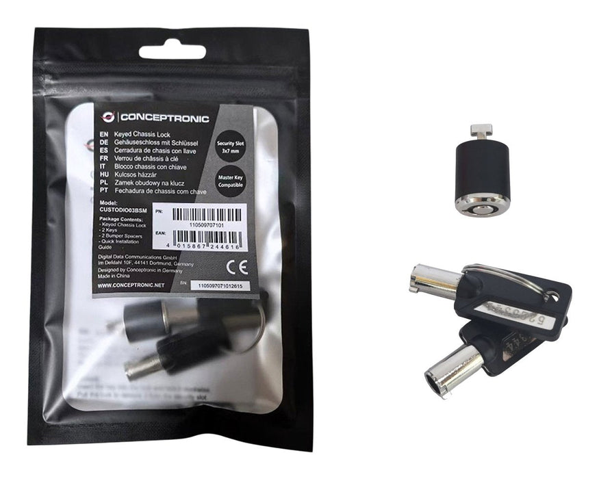 Cerradura De Seguridad Con Llave Conceptronic Custodio03bsm Para Chasis Compatible Con Llave Maestra