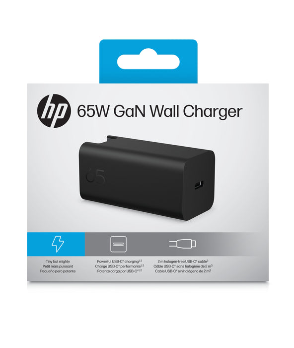 EAN 0199642432321 - HP 65W GaN Wall Charger adaptador e inversor de corriente Universal Negro imagen 11