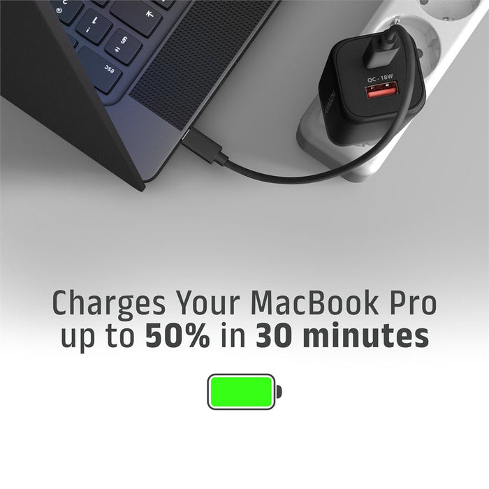 Acu-Pq100 Cargador De Red Gan 100w, 2x Port (Usb-C + Usb-A), Pd3.0/Pps/Qc4+, Mini, Negra