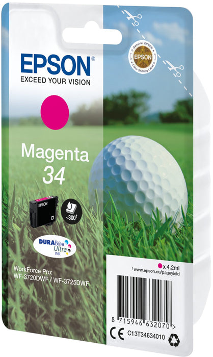 Epson 34 4.2 Ml Magenta Original Cartucho De Tinta Para Workforce Pro Wf-3720dwf Wf-3725dwf