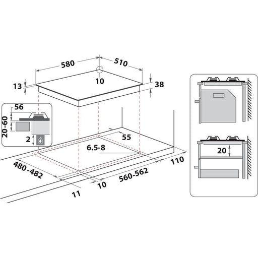 EAN 8003437625398 - Whirlpool TGML 650 IX Acero inoxidable Integrado 58 cm Encimera de gas 4 zona(s) imagen 1