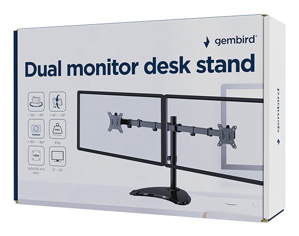 EAN 8716309135412 - Gembird MS-D2ST-02 soporte para monitor 81,3 cm (32") Escritorio Negro imagen 5