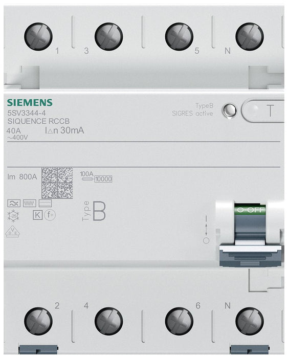Siemens 5sv33444 Fi-Schalter 5sv3344-4 Typ B 40a 3+N-Polig 30ma 400v 4te