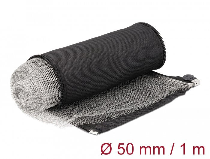 Delock Funda Trenzada De Blindaje Emi Con Cremallera Resistente Al Calor 1 Mx 50 Mm Negro