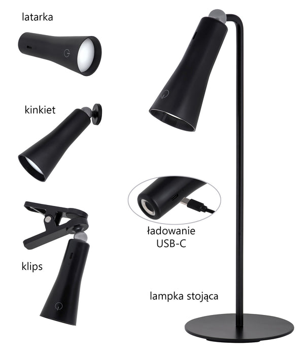 EAN 5901443122531 - Activejet AJE-IDA 4in1 Black lámpara de mesa Bombilla(s) no reemplazable(s) 5 W LED imagen 13