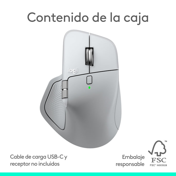Ratón Logitech Mx Master 4 For Mac, Bluetooth Ergonómico Con Respuesta Háptica Avanzada, Desplazamiento Ultrarrápido, Carga Usb-C, Macos, Ipados, Windows - Plateado Blanco