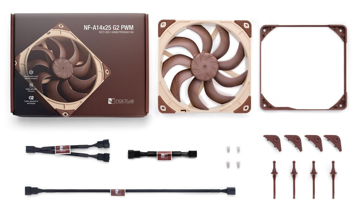 EAN 9010018100617 - Noctua NF-A14X25 G2 PWM sistema de refrigeración para ordenador Carcasa del ordenador Ventilador 14 cm Be imagen 5