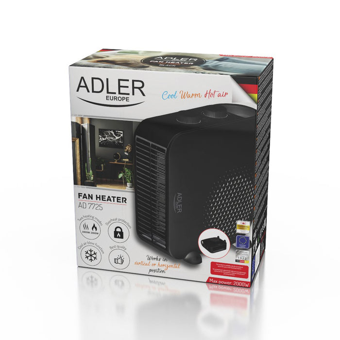 EAN 5903887801324 - Adler AD 7725B calefactor eléctrico Interior Negro 2000 W Ventilador eléctrico imagen 11