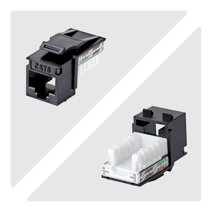 Startech.Com Cat6 Keystone Jack Módulo, Pack De 24 Rj45 Ethernet Keystone Conector Hembra, Utp Cat6 Wandbuchse, 90 Grad 110 Punch Down Conector Hembra, Negro, Acodado, Negro, Rj-45, Conector Hembra, Conector Hembra, 10gbase-T