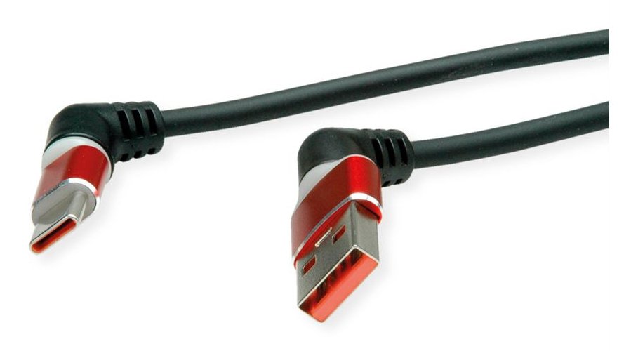 Roline Usb 2.0 Cable Typ-C - Typ-A St St 360 Rotation Schwarz   Rot 1m