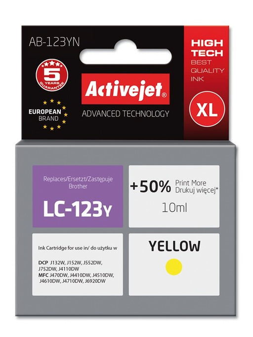 EAN 5901443020578 - Activejet AB-123YN cartucho de tinta 1 pieza(s) Compatible Alto rendimiento (XL) imagen 1